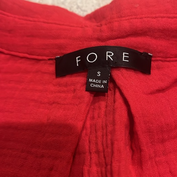 Fore Red Cotton Gauze Button Down Swim Coverup Shirt New - Picture 5 of 9